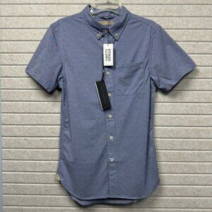 Men’s XS Blue Short Sleeve Button Down Casual Shirt NWT Nifty Genius